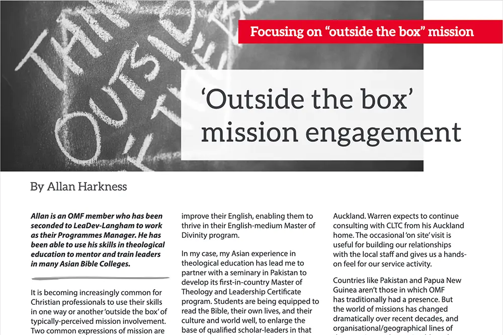 'Outside the box' mission engagement